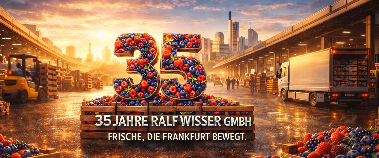 KI-generiertes Bild: 35 Jahre Ralf Wisser GmbH – Frische, die Frankfurt bewegt