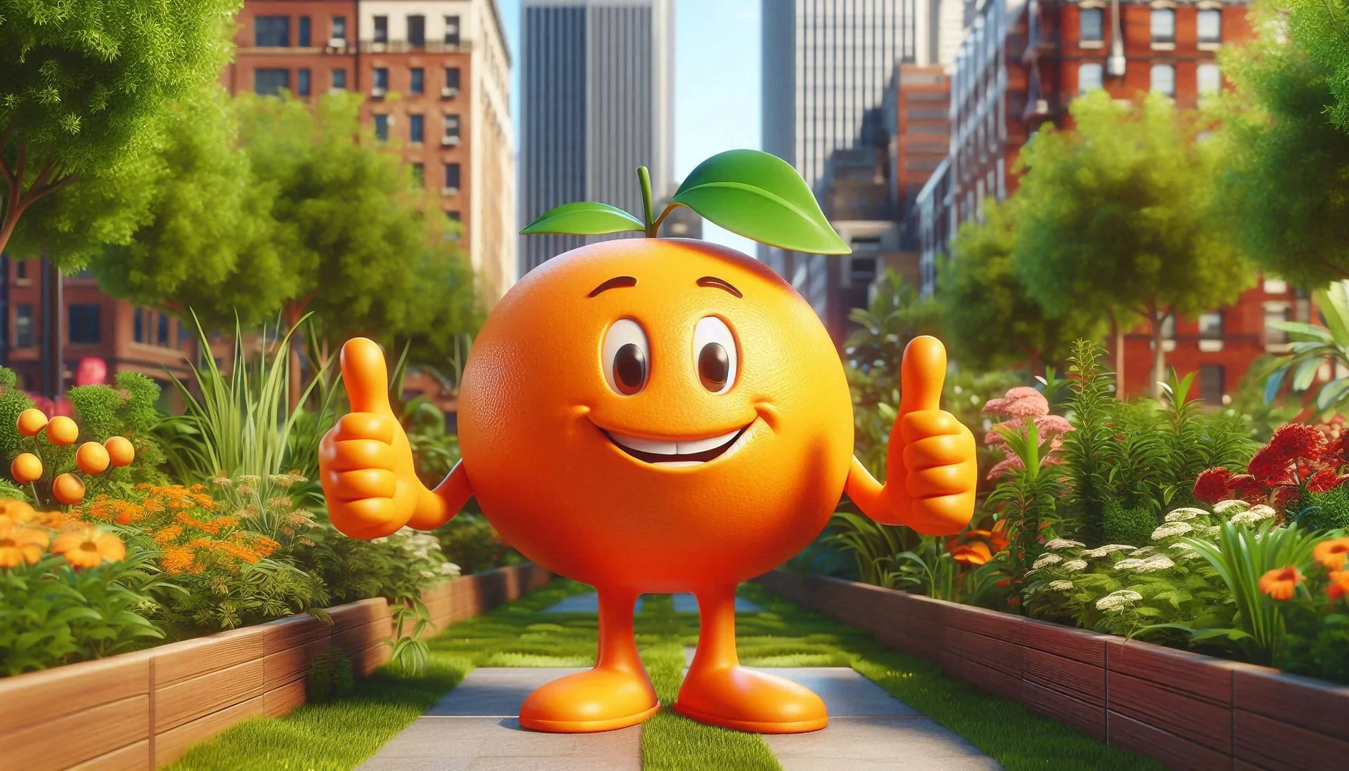 Orange mit Daumen hoch